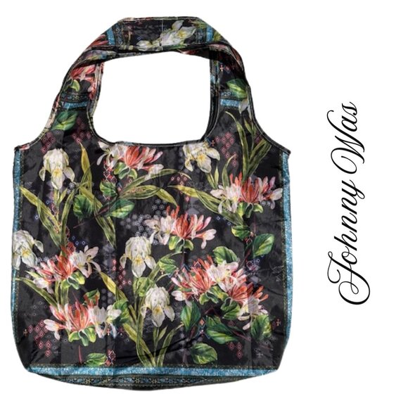 NWOT Johnny Was Nylon Foldable Tote Bag Limited Edition Floral Print - Picture 3 of 5